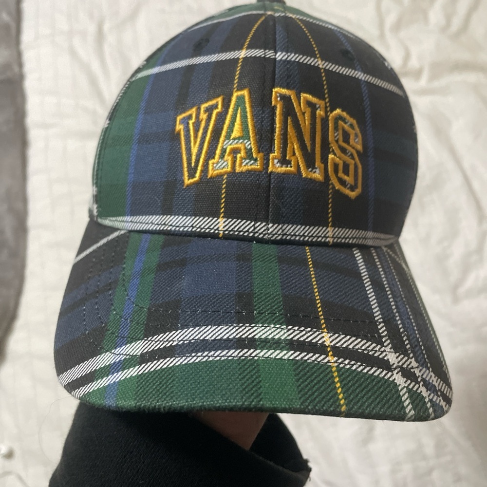 Vans Plaid Baseball Cap in Green and Blue